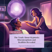 The truth about hypnosis title image, displaying a woman in an office hypnotizing a man lying on the couch.